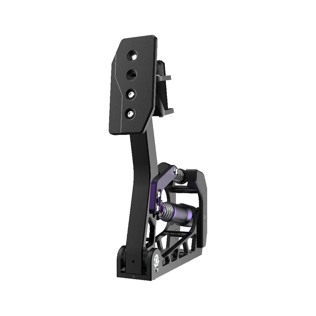 Conspit CPP Lite pedal, single side profile — pedal arm with haptic motor and purple hydraulic damper